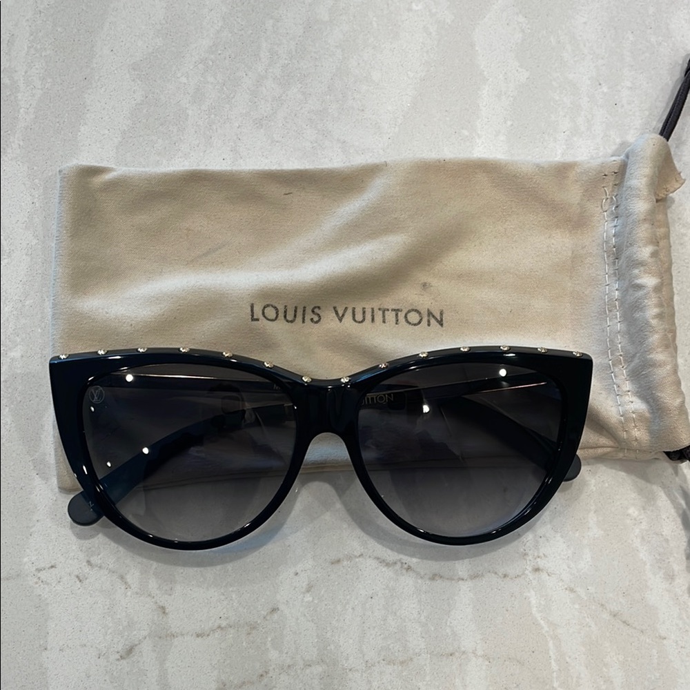 Louis Vuitton La Boum Black Cat-Eye Sunglasses with gold studs